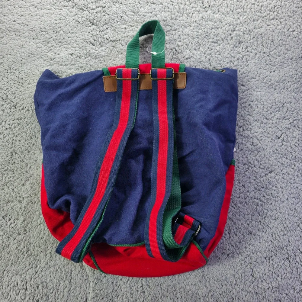 Moni Accessories Vintage Colorblock Canvas Backpack Navy Red Green NWT